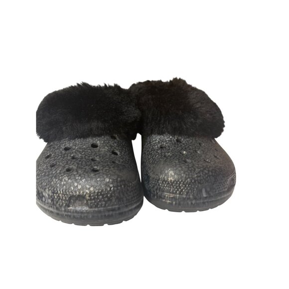Womens Faux Fur Lined Crocs Clogs Size 7 Black - Picture 2 of 6